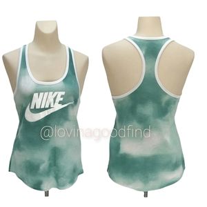 NIKE Racerback Green Logo Tie Dye Tank Top EUC sz S